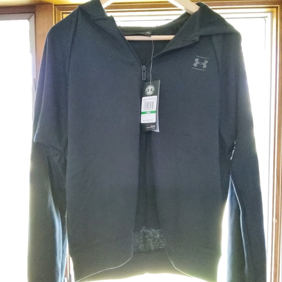 Under Armour Cropped Zipped Sweatshirt Size Large NWT in Black - Picture 3 of 5